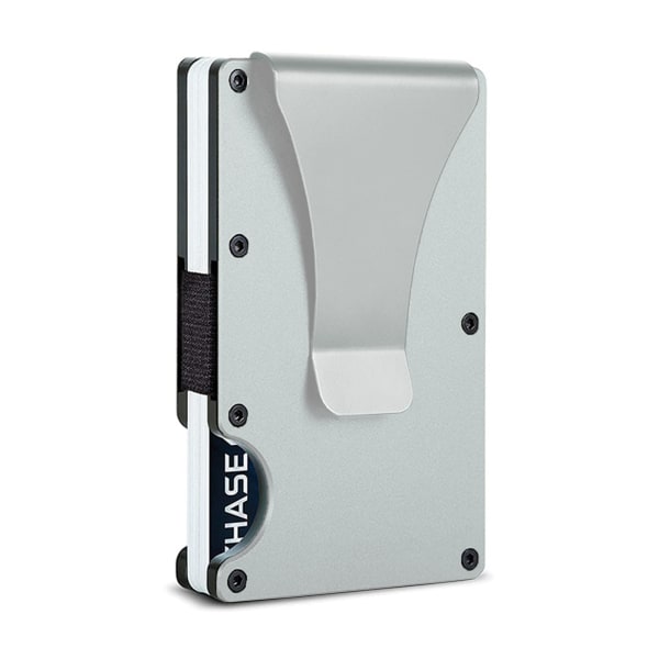 Minimalistisk metalpung med pengeklemme - Slank aluminium kreditkortholder RFID-blokerende lommepunge til mænd og kvinder (sølv)