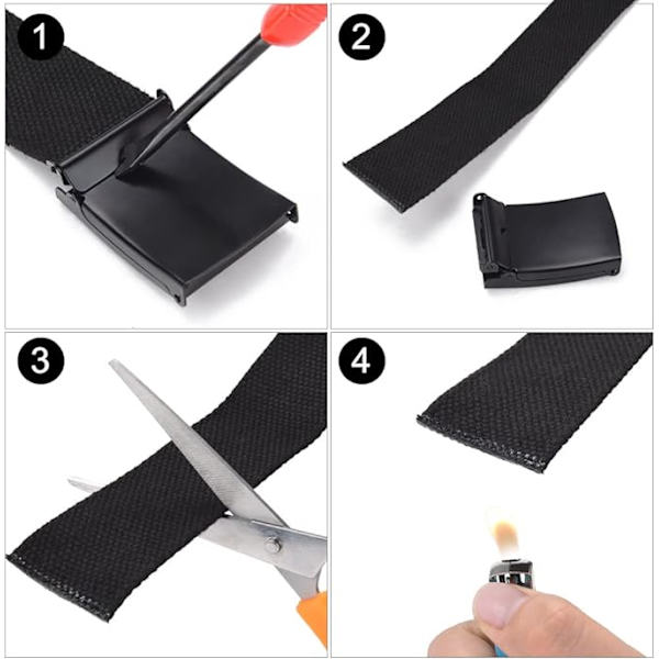 Unisex Belte Nylon Canvas Belte - Forretningsbelte Lengde 130 cm Bred 3.8 cm Automatiske Spener Justerbart Belte Stoff Universal Utendørsbelte Svart