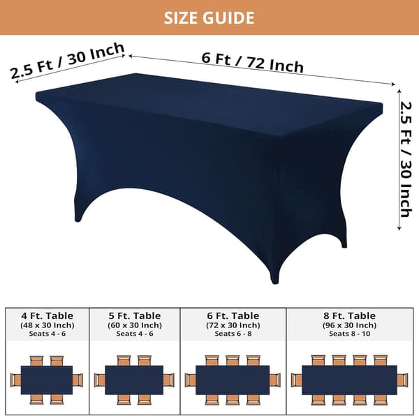 1 stk. Spandex duk [183 cm, marineblå] Stram, tilpasset, vaskbar og rynkebestandig elastisk rektangulær utebordtrekk, 183Lx76Bx76H cm navy