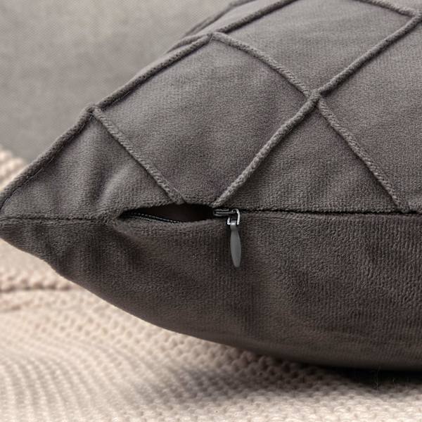 Sæt med 2 velour pudebetræk, gitter sofa puder, dekorative puder, pudebetræk, sofa puder, velour puder, bløde 30 x 50 cm, mørkegrå