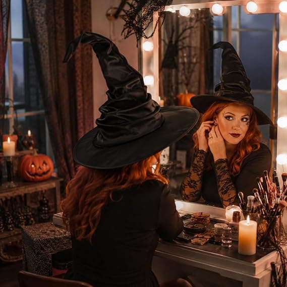 1 stk. Halloween heksehat, heksehat, Halloween hovedbeklædning plisserede heksehatte