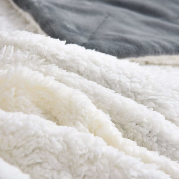 Filt varma filtar för vintern Supermjuk fuzzy flanell fleece/ull som vändbar sammetsfilt Lättvikt (grå kaststorlek 50"x60")