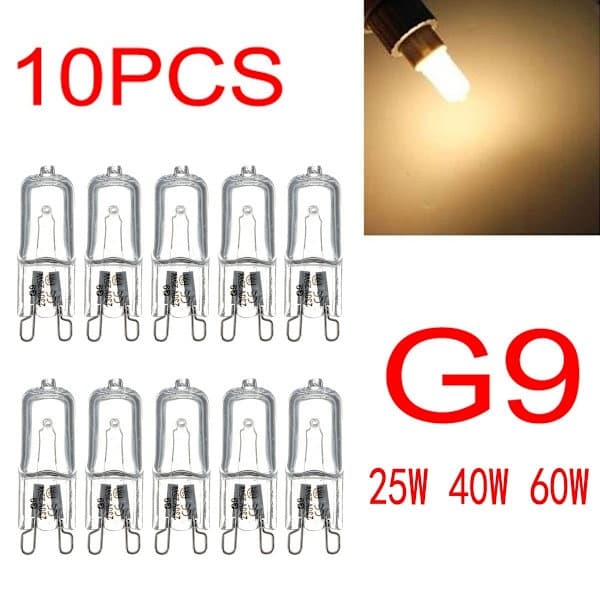 10-pack G9 Halogenlampor 220-240V 25W 40W 60W Varmvitt Ljus Optimal Belysning 25W 25W