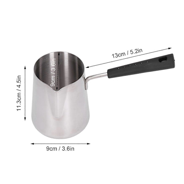Turkisk Kaffekanna 600ml Rostfritt Stål Blank Yta Högtemperaturbeständig Lätt att Rengöra Smörvärmare