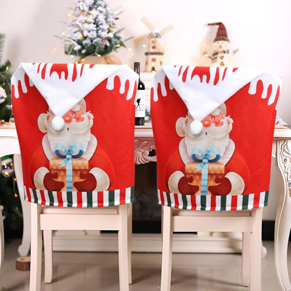 Julstolsöverdrag Julstolsöverdrag Julstolsöverdrag Julmatstolsöverdrag För Julfest Dekoration Hem,Kök Santa Claus