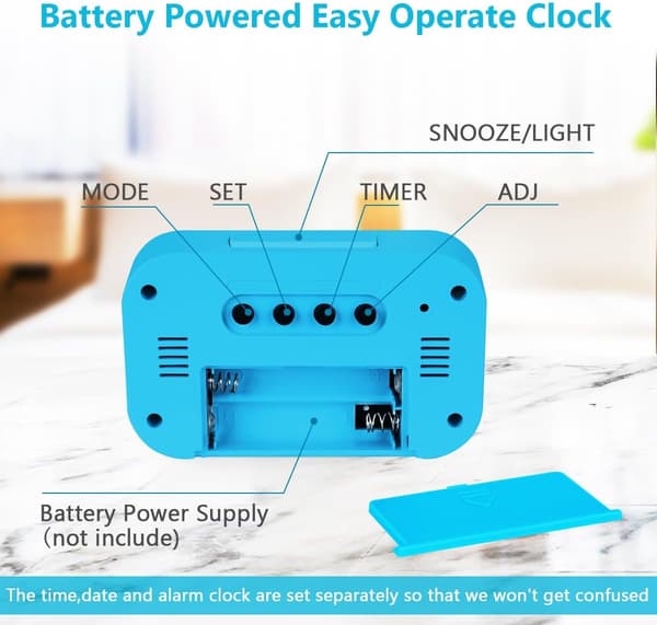 1 stk. digitalt vækkeur til sengebord, LED-displayure med justerbar snooze 12/24 timer (blå) blue