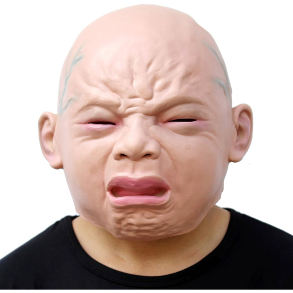 Grædende babymaske realistisk latex velegnet til Halloween kostumefest karneval rollespil