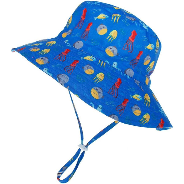 Baby solhatt 50+ UPF Bred brättad strandhinkhatt Barn Pojkar Flickor Fisherman's Hat som andas sommar