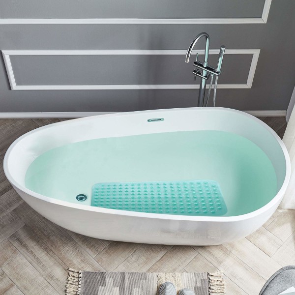 Kylpyammeen suihkumatto 31 x 15,5 tuuman liukumaton ja lateksiton, kylpyammeen matto imukupeilla, konepestävät kylpyhuoneen matot tyhjennysaukoilla (vihreä)