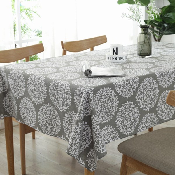 Grå Retro Duk Rektangulær Duker Bomull Lin Duk Egnet for Hjem Kjøkken Dekorasjon Duk Duk Lin (120 x 160 cm)