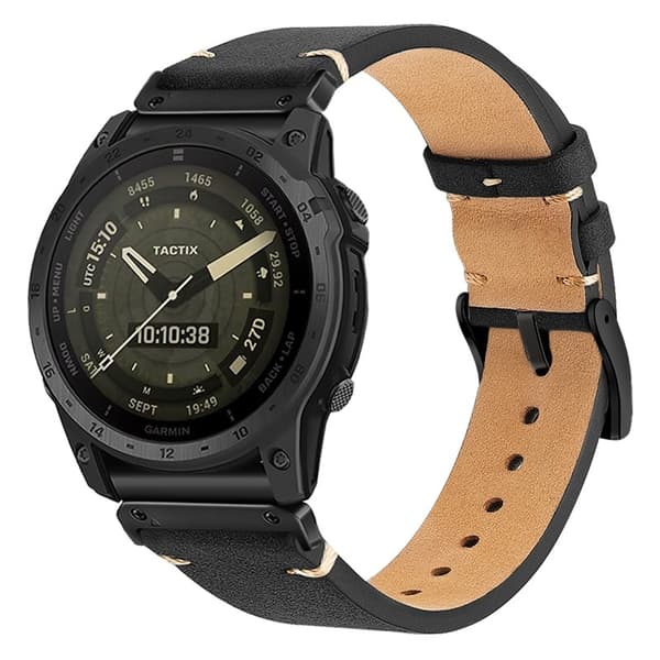 Premium læderurrem kompatibel med Garmin Fenix 8/7X/3 - Stilfuld erstatningsrem Sort 20 mm Sort 20 mm Black