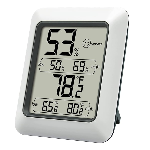 Digitalt termo-hygrometer | Innendørs romtermometer med opptak og klimaindikator for rom, |klimakontrollmonitor
