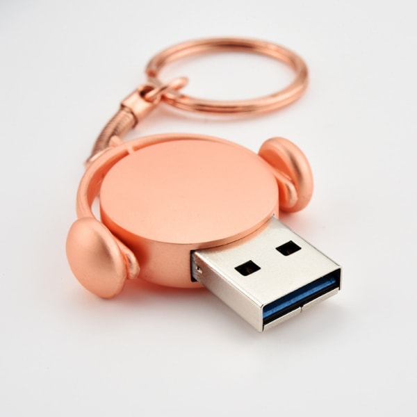 USB 2.0 Flash Drive, Bærbar bil USB 2.0 Memory Stick Cartoon U Disk til datalagring, Rose Gold (64GB)