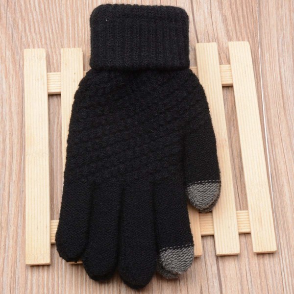 Vinterhandskar för kvinnor, stickade handskar, pekskärmshandskar, sport, varma och vindtäta vinterhandskar