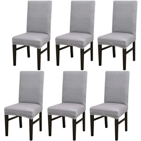 Cover Set Stretch matstolsöverdrag Avtagbara tvättbara stolskyddsöverdrag för matsalen Hembröllopsbankett (grå 06, 6-pack)
