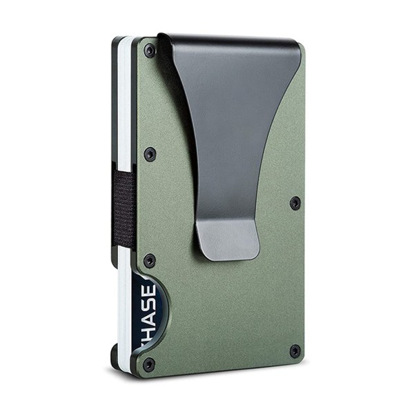 Minimalistinen metallilompakko ja rahaklipsi - ohut alumiininen luottokorttipidike RFID-estoiset taskulompakot miehille ja naisille (armeijanvihreä)