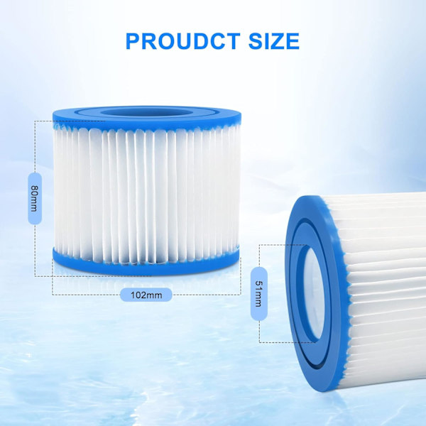 2 kpl poreallas suodatin, suodatinpatruuna, vaihtosuodatin Best-way suodatinpatruuna VI:lle, poreallas suodatinpatruunat L-a-y-Z-Spa Miami 2pcs
