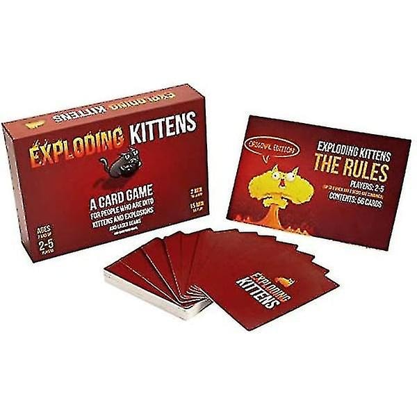 Exploding Kittens - Kortspil | Familievenligt Partyspil | Russisk Roulette | Engelsk | Alder 7+ | 2 til 5 spillere