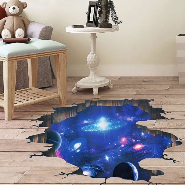 Creative 3D Blue Cosmic Galaxy Väggdekaler Avtagbara PVC Magic 3D Vintergatan yttre rymden Planet Fönster Väggdekor Väggmålningar Tapetdekor