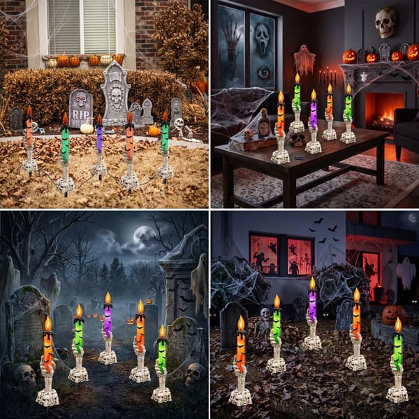 Halloweenpynt Udendørs LED Batteri Lys Flammesløse Koniske Lys