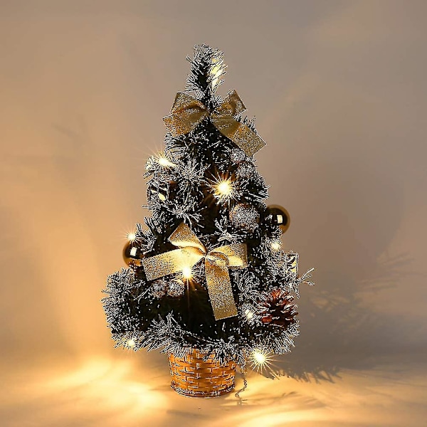 Liten juletre med lys, mini skrivebordsdekorert juletre (40 cm)