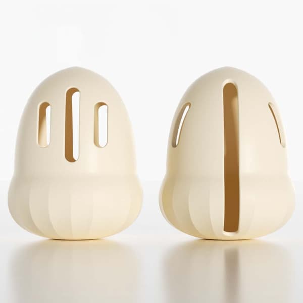 Silikonhållare för sminksvamp 2-pack kompatibel med resevänligt fodral med elastisk öppning och ventilerande design Beige Beige