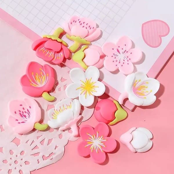 12 stk. køleskabsmagneter lyserøde blomster harpiks dekorativ whiteboardmagnet