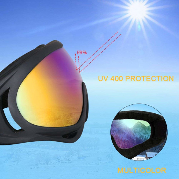 Unisex snöglasögon Vindtät 100 % UV-skydd, Cykling Motorcykel Snöskoter Skidglasögon, Skidglasögon för utomhussporter