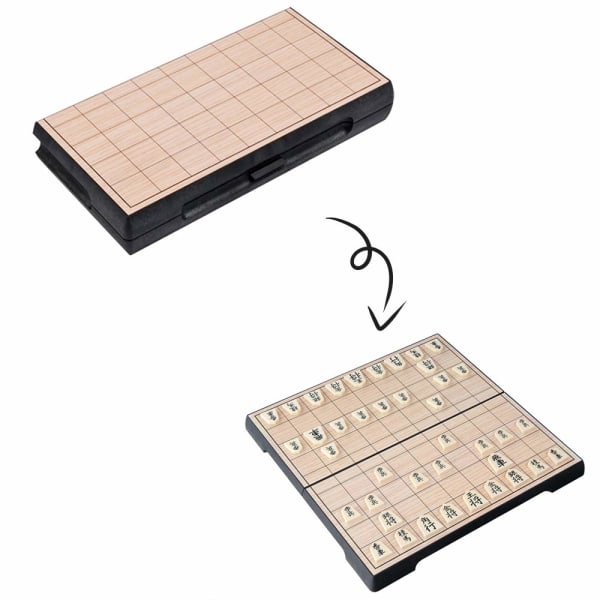 Shogi japansk sjakk magnetisk reisespillsett-9,8-tommer, bærbart sammenleggbart brettspill, pedagogiske leker/gave til barn og voksne