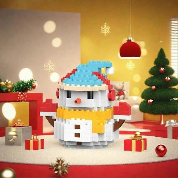 Jule Micro Byggeklodser Sæt, DIY Mini Mursten Legetøj til Børn og Voksne, Pædagogisk Julepynt, Julegave Dukker Elk