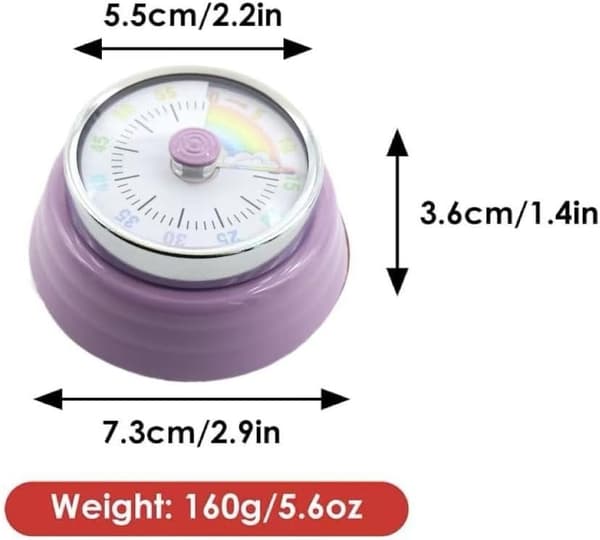 Magnetisk metaltimer, manuel optræk, intet batteri påkrævet, tidsvisualisering, tidsstyringsværktøj til køkken, arbejde, studie, træning