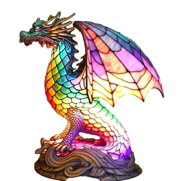 Trendy dyrebordlampe multifunksjonell trendy nattlampe for barnerom Drage Dragon