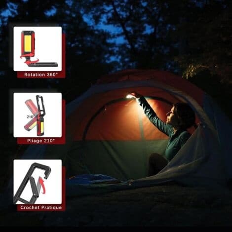Oppladbar LED-arbeidslampe – Magnetisk base – IPX6 vanntett – 5 lysmoduser – 3 til 8 timers batterilevetid – For verksteder og camping