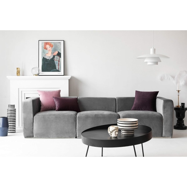 Sæt med 2 hyggelige fløjlsfirkantede dekorative pudebetræk til sofa og seng, lyserød, 18 x 18 tommer