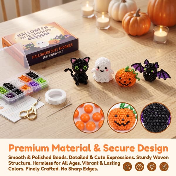 QELDRYX Halloween Spøgelse 3D Perle DIY Kit, Begynder DIY Sæsonbestemt Festgave M Set