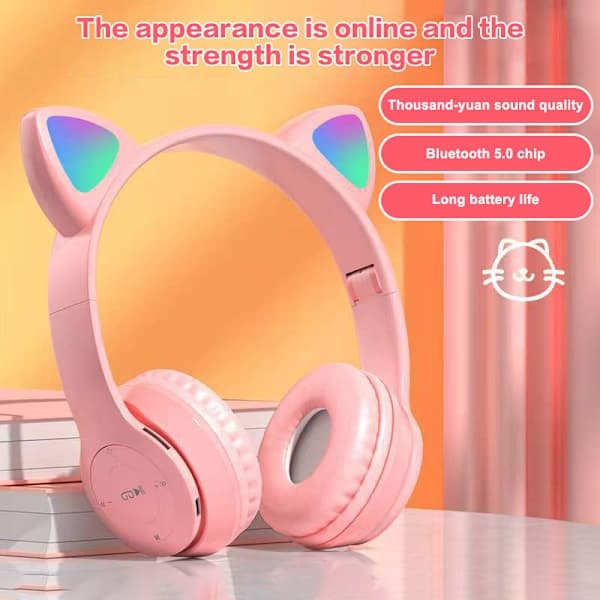 e Kat Ear Bluetooth-kompatibelt headset med LED trådløst headset {hw}{FY} Marineblå Navy blue