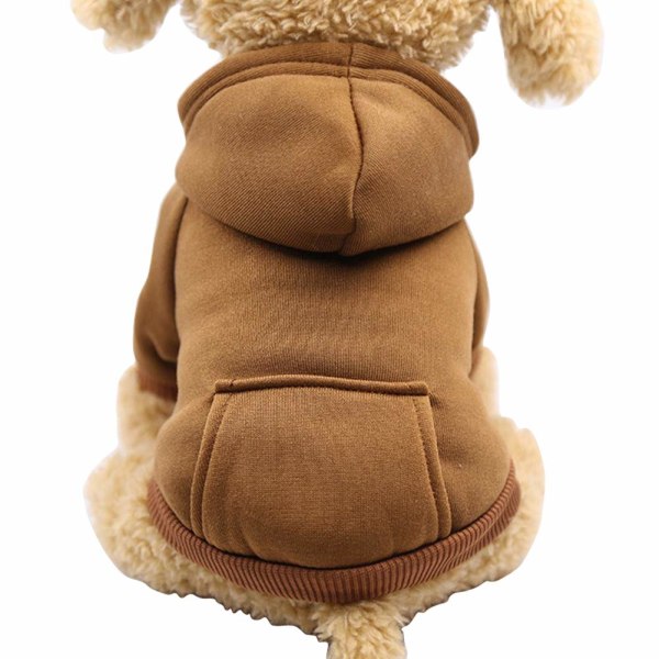 Vinterhund-hettegensere med lommer Varme hundeklær for små hunder Chihuahua-frakkklær Valpkatt Custume (kaffe, liten)