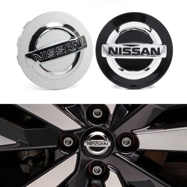 4 kpl Nissan-keskiökuppeja / -vanteiden logoja - 54 mm hopea