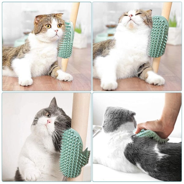 Cat Corner Brush Funny Cat Toy, Cat Self Groomer Wall Corner Brush Massasje for å lindre kløe, børste som brukes til selvrensing av katter og hunder, grønn