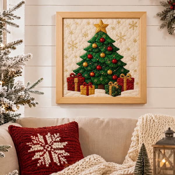 Kinusaiga stoffkunstsett | DIY 3D jule stoff poke kunstsett for voksne Christmas Tree