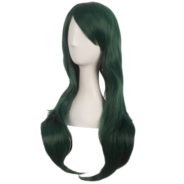 28 tum/70 cm sidolång för kvinnor Långt lockigt hår Cosplay Peruker (furugrön)