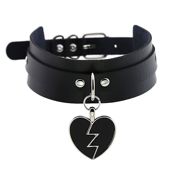 Punk Heart Choker Halsband Goth Mode Halsband Kawaii Läder Choker Kvinnor Flickor Rock Harajuku Emo Gotisk Smycken black