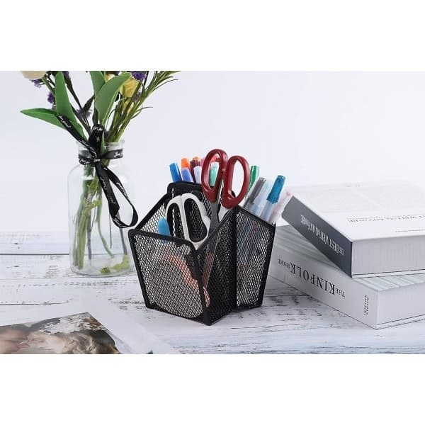 2-pack magnetisk pennhållare, förvaringskorg i mesh med extra stark magnet för kylskåp, whiteboard, skåptillbehör, kontorsmaterial