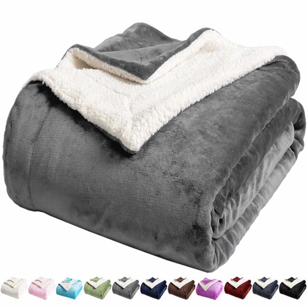 Fleece sengeteppe Twin Size Super Myk Fuzzy Plysj Varm Koselig Fluffy Microfiber sofa Throw Velvet doble vendbare tepper, grå (40×55 tommer)