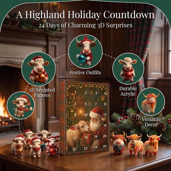 2026 Highland Ko Kalender – 24-dages Highland Ko-tema Gave Blind Boks A