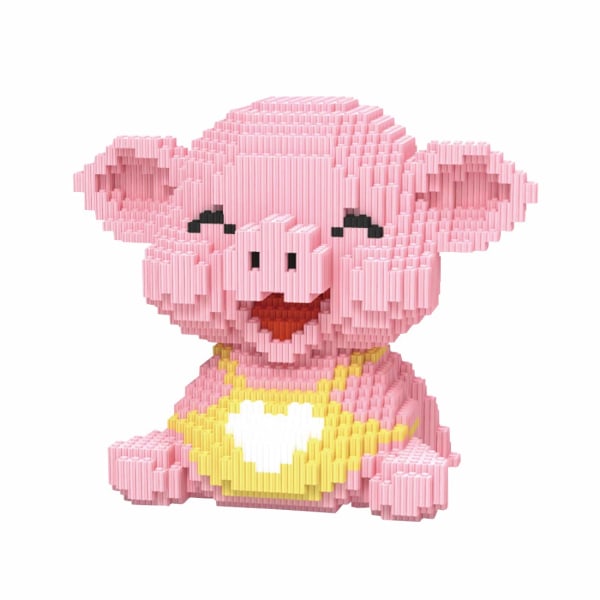 Micro Pig byggeklosser Pet Mini Building Toy Klosser, 2034 stykker KLJM-02 (Happy Pig)