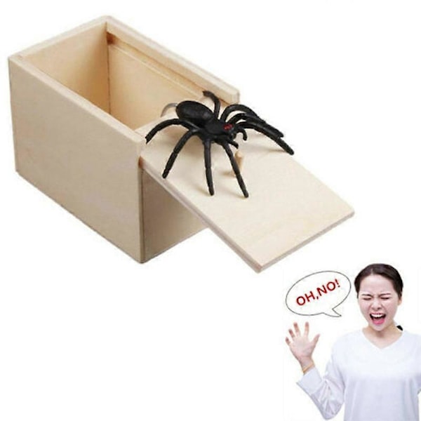 Træ Spøgelses-Edderkop Scare Box Skjult I Æske Trick Spil Jokes Scare Box Gag Legetøj Gave