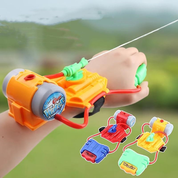 Vattenpistol för handled med långt räckvidd, armband för barn, handhållen jettryckspistol, sommarvattenleksaker (gul) C
