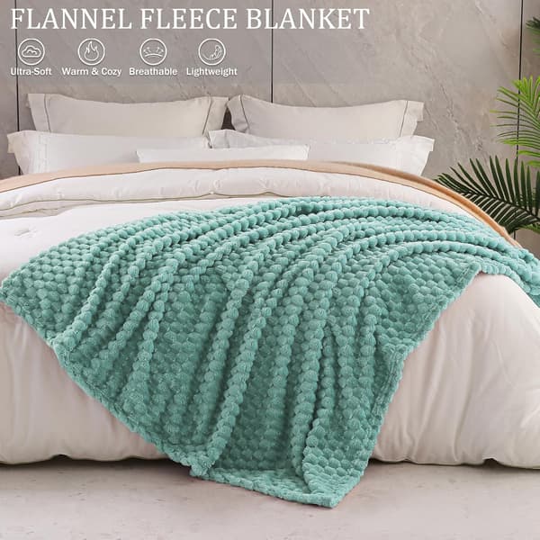 1 stk. stort 3D fleecetæppe til sofa, 127x178 cm, superblødt letvægts plys-kastetæppe til voksne, grøn. green