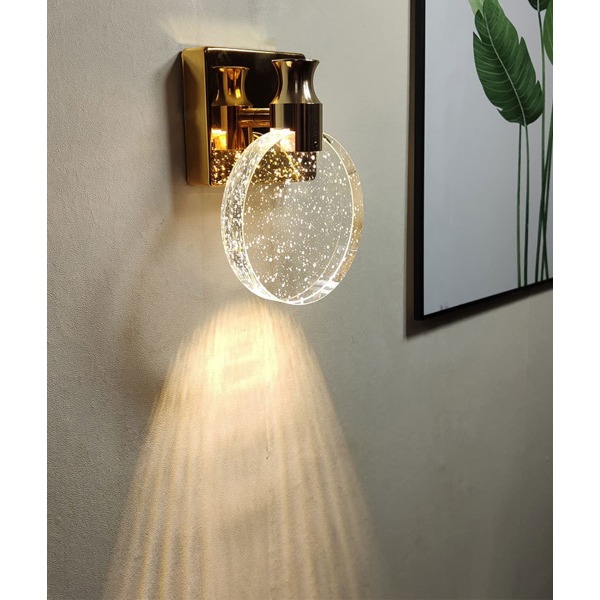 Krystallvegglampe, innendørs vegglampe i nordisk stil, enkel kreativ vegglampe for soverom, nattbord, stue, bad (gull, lite)